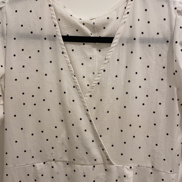 White polka dot wrap on style midi dress - Picture 2 of 4